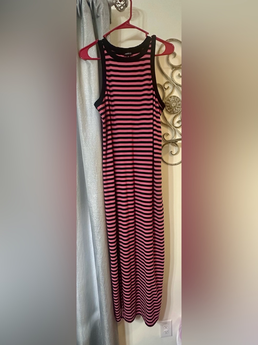 Torrid Pink and Black Striped Tank Top